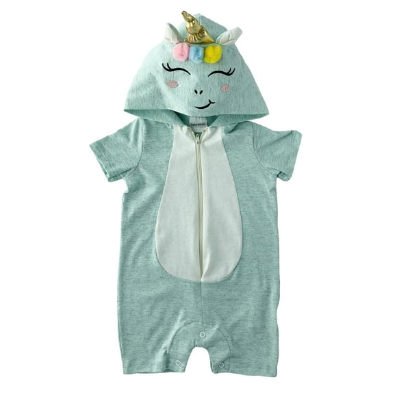 Pañalero de Algodón con Gorro Bordado Kiss Unicornio Verde Baby Kisses  Pañalero1219