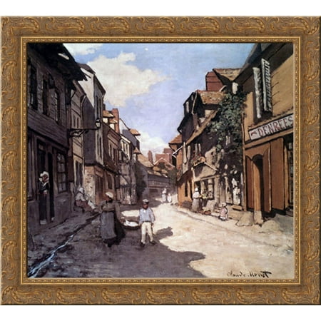 Rue De La Bavolle, Honfleur 21x20 Gold Ornate Wood Framed Canvas Art by Monet, Claude