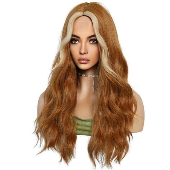 Orange 60cm Wig Long Curly Hair Medium Parted No Bangs Covering Fiber Simulation European American Wigs
