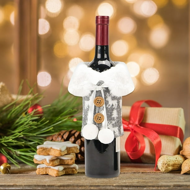 Decoraciones navideñas, adornos navideños, regalos navideños, funda para botella de vino, ropa, bolsa con adornos para botellas de vino, decoración para la mesa de la cena de Navidad, regalos, funda p