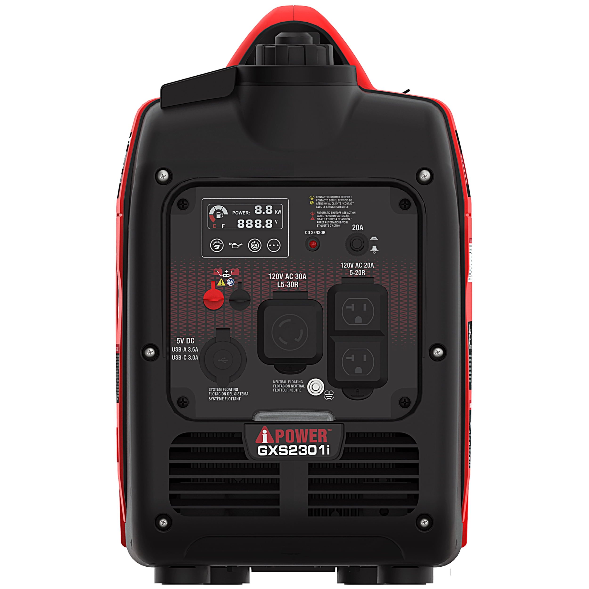 A-iPower Portable Inverter Generator, 2300W RV Ready, EPA & CARB Compliant CO Sensor