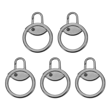 Metal Zipper Pull Charm 5 Pcs Detachable Round Zipper Pull Replacement Slider Extender Repair Kits for Coats Jackets Pants Luggage Suitcase Purse Fasteners, Light Black