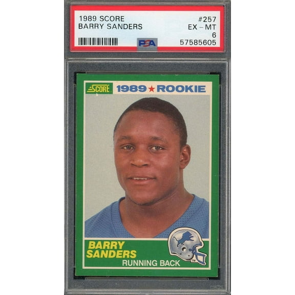 Barry Sanders 1989 Score Football Rookie Card RC #257 Graded PSA 6