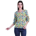 thumbnail image 2 of Moomaya Sexy 3 /4Th Sleeve Tops Women Printed Ruffle Shirt Women Summer T-Shirt, 2 of 5