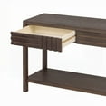 thumbnail image 3 of Console Table with Ash Veneer & Fir Wood Legs, Offering 2 Drawers & Open Storage Shelf, 3 of 11