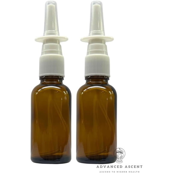 Amber Glass 1 oz Nasal Sprayer! EMPTY, Refillable, Travel Sized, Quality Glass for Saline Applications! (2 Pack)