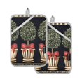 thumbnail image 7 of Yayeee Pot Holders Kitchen Heat Resistant with Pocket 7"x9.8" Cotton Oven Cooking Hot Pads, Beige Striped Trees, 7 of 7
