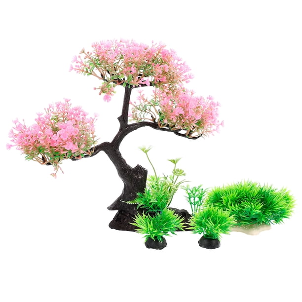 EeaseMX 4 piezas de resina para acuario, plantas acuáticas, adornos para pecera, hierba artificial, decoración