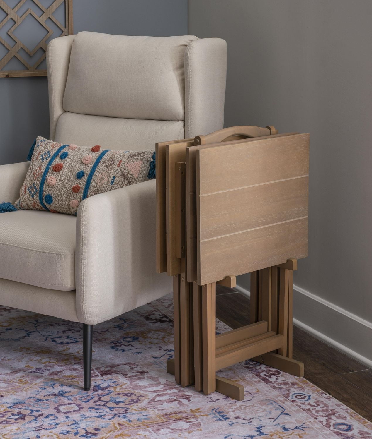 Ensemble de table à plateau en acacia gris Smyth