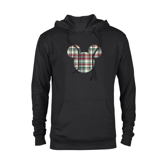 Disney Mickey Mouse Head Icon Christmas Holiday Plaid - Pullover Hoodie for Adults - Customized-Black