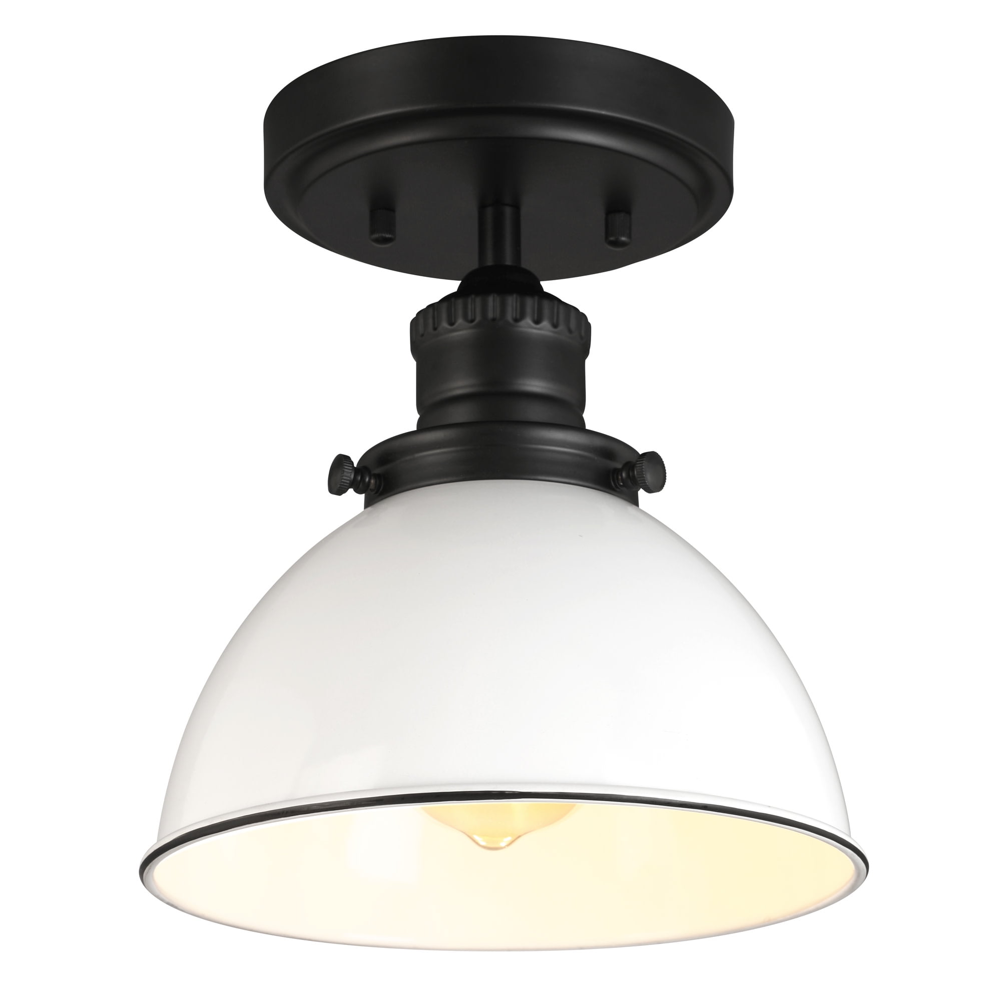 Design House Savannah Farmhouse 1-Light Indoor Semi-Flush Mount Ceiling Light, White/Matte Black