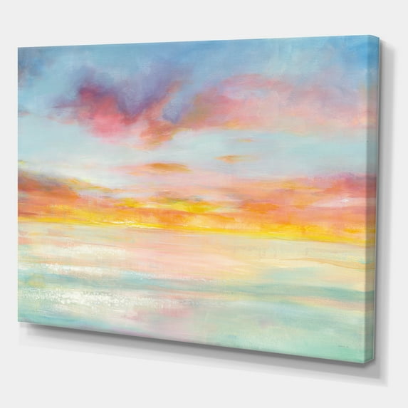 Designart 'Pastel Pink And Blue Clouds ' Traditional Premium Canvas Wall Art
