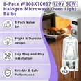 thumbnail image 4 of THTGDW-8-Pack 6912A40002J Microwave Halogen Light Bulb, 120V 50W G8 Halogen Lamp Compatible with LG Kenmore LMV2031ST LMV2031BD 83543, Replacement for 2025028 AH3610037 EA3610037 PS3610037, 4 of 4