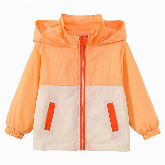 Gubotare Boys Girls Waterproof Rain Jacket Lightweight soft lining Kids Windbreaker Hooded Coat Easy to Fold (Orange, 3-4 Years)
