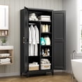 thumbnail image 2 of Polup Metal 71“ H Armoire Wardrobe Closet, Adult Black Wardrobes with Hanging Rod, 2 of 12