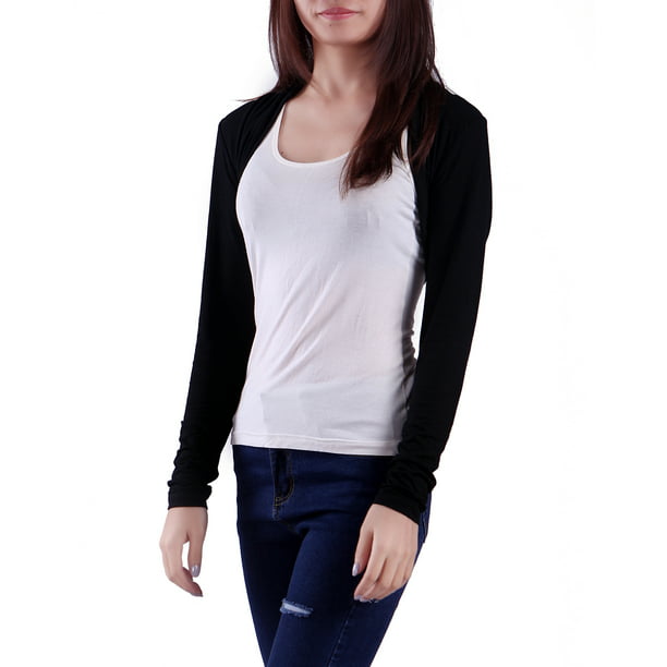 HDE Open Front Shrugs for Women Long Sleeve Bolero Cropped Cardigan Sweater  S-4X (Black) - Walmart.com
