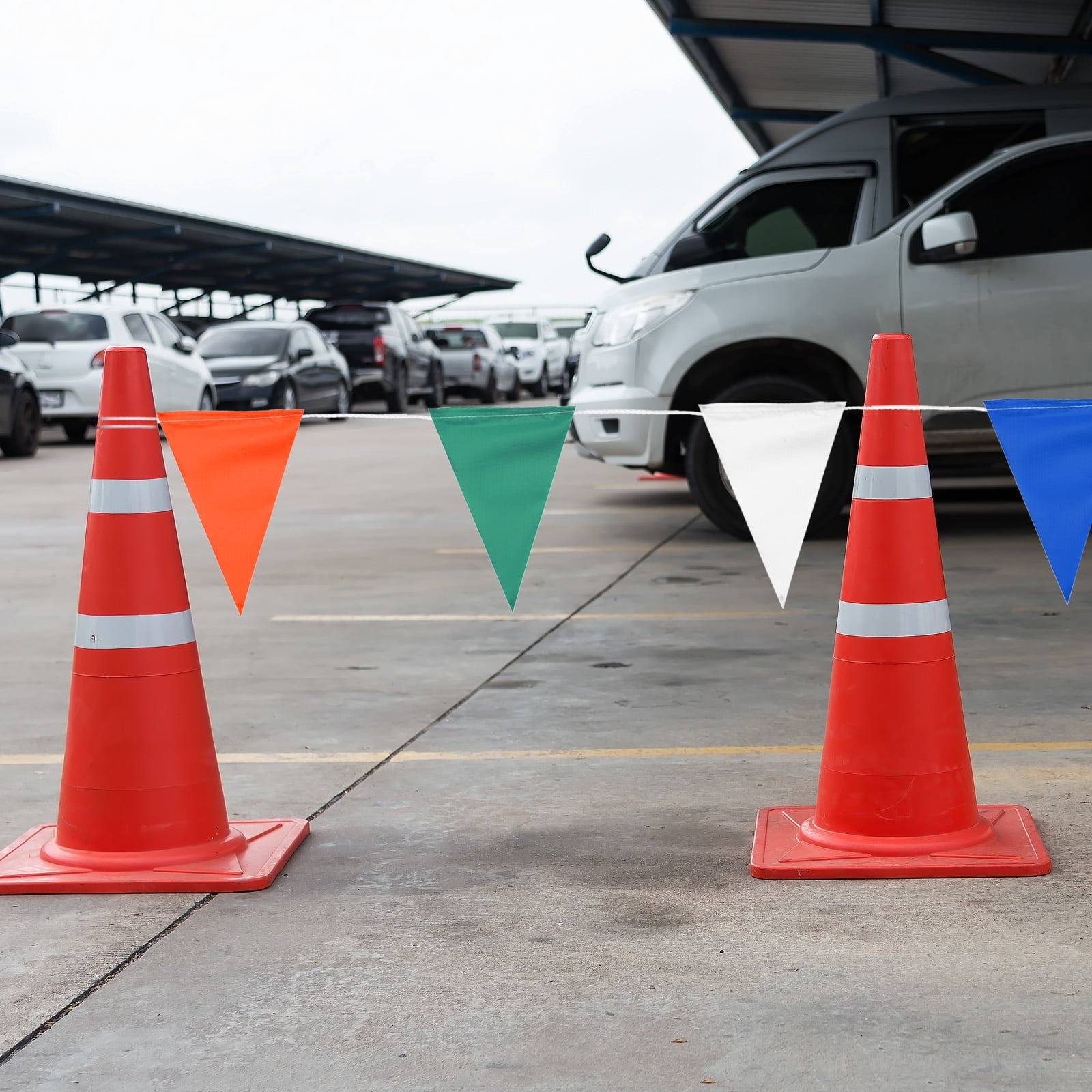Uxcell 100ft Pennant Banner Flags, Warning Flagging Banner Safety Flag Barrier Signs, 45 Flags Assorted Colors