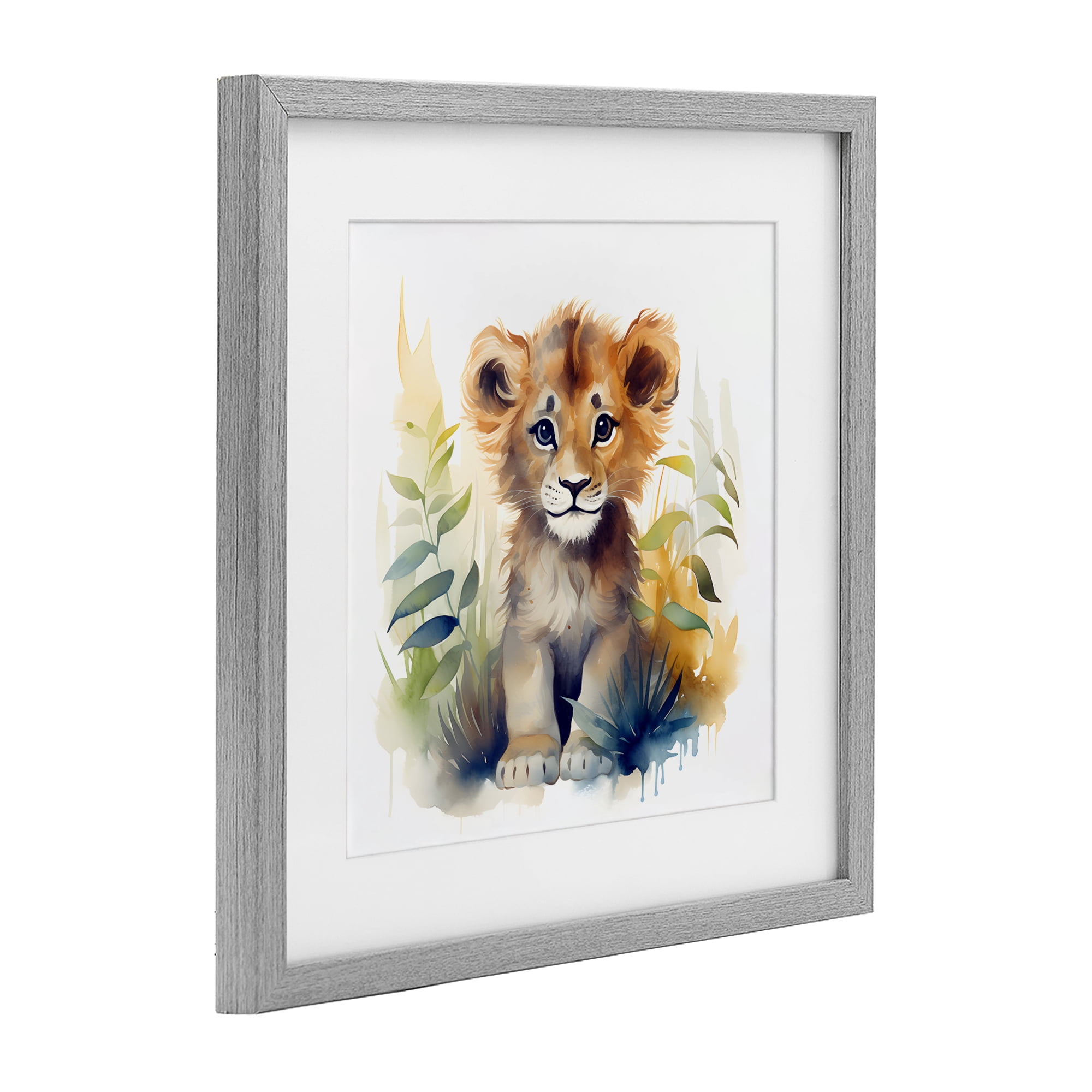 Stupell Industries Crafty Critters Lion Gray Framed Print Under Glass, design by Steve Hunziker