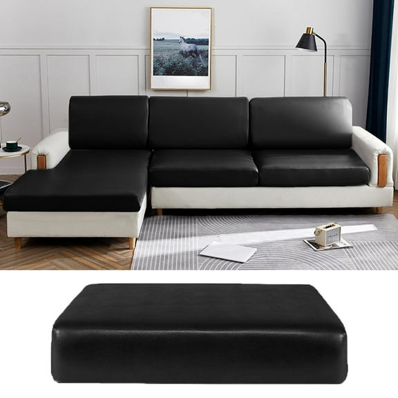 Stretch Cushion Covers Leather Couch Cushion Covers Waterproof Seat Covers RV Loveseat Sofa Cushion Furniture Protector PU Slipcovers , 1 Seater