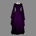 thumbnail image 3 of Qarigey Vestido maxi con cinturón de fiesta de manga larga y cuello para mujer Disfraz de Halloween Cosplay Vestidos púrpura XL, 3 of 4