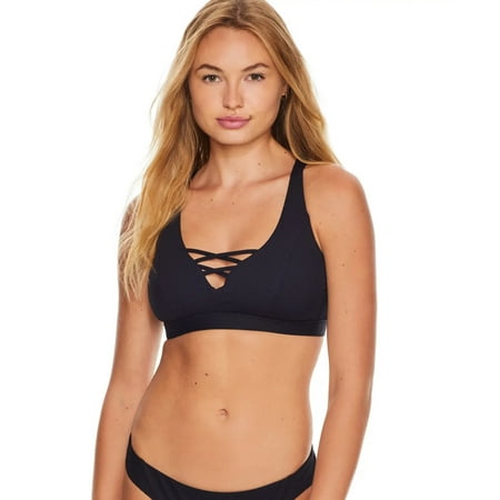 Becca by Rebecca Virtue BLACK Fine Line Bralette Bikini Swim Top  US Large