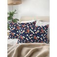 thumbnail image 3 of Outdoor Pillows Waterproof, Farmhouse Cranes Bedding Throw Pillows with Insert for Couch Sofa Bed, Navy Blue Country Flowers Botanical 12x20 Inch Pillowcases Decorative Camping Patio Pillow Set of 1, 3 of 8