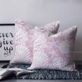 thumbnail image 2 of 16x16 Pillow Covers Set of 2, Pink Coastal Square Throw Pillow Covers for Couch/Sofa/Living Room, Conch Nautical Summer Starfish Shell Coral Decorative Soft Pillowcases for Couch Throw Pillows, 2 of 7