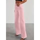 thumbnail image 3 of Pantalones PRETTYGARDEN de Pierna Ancha, Tiro Alto, Borde Deshilachado, Rosa, 3 of 5