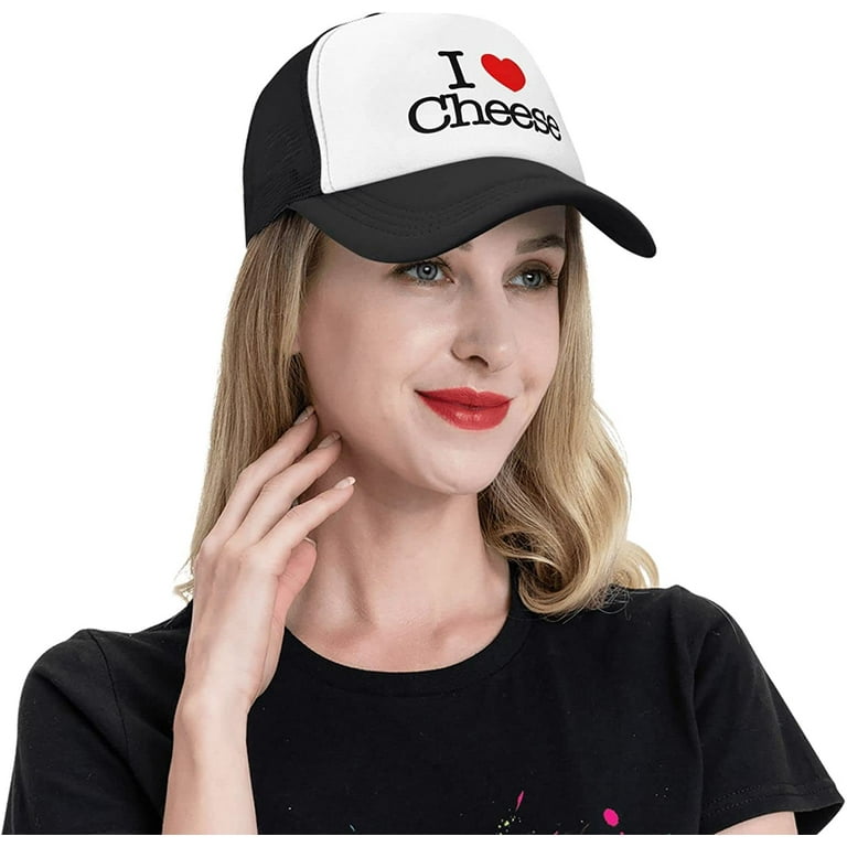 I Love Cheese Hat Unisex Adult Trucker Caps Black Snapbacks Hat for Youth  Retro Fishing Caps 