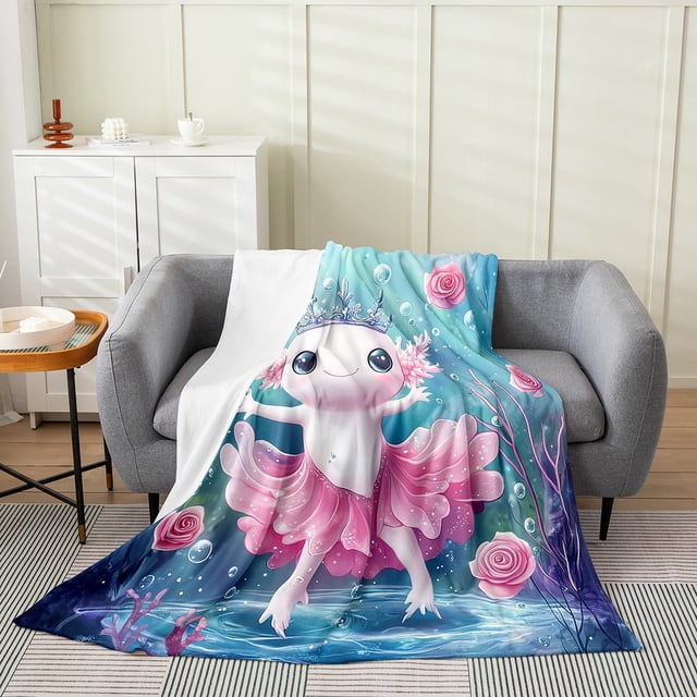 Erosebridal Girls Axolotl Flannel Blanket 40x50, Soft