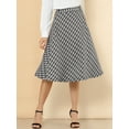 thumbnail image 6 of INSPIRE CHIC Women's Plaid Skirts Belted High Waist A-Line Mid-Length Skirts XL Black White, 6 of 8