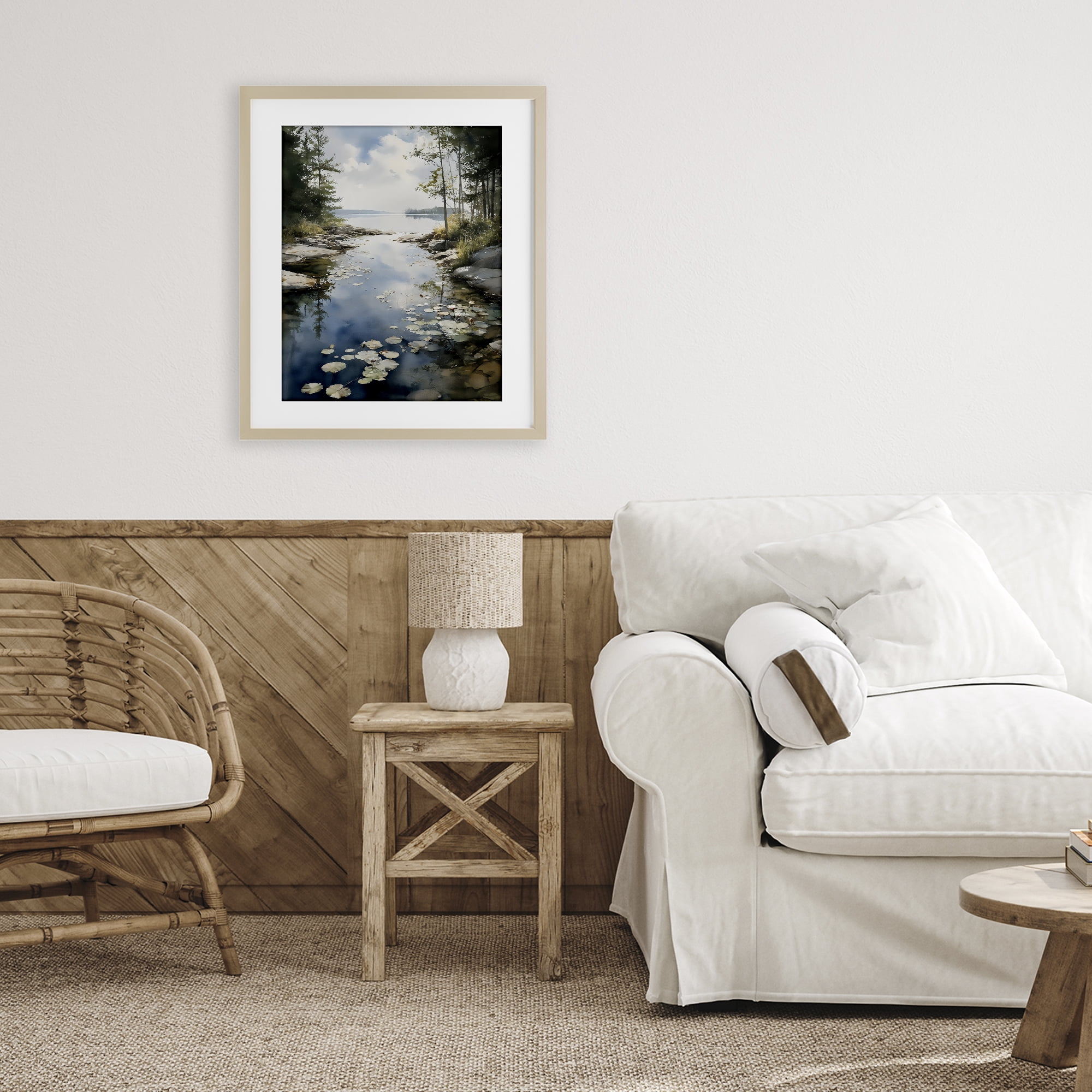 Stupell Industries Lilypad Inlet Reflection Birch Framed Print Under Glass, design by Franklyn Gregory