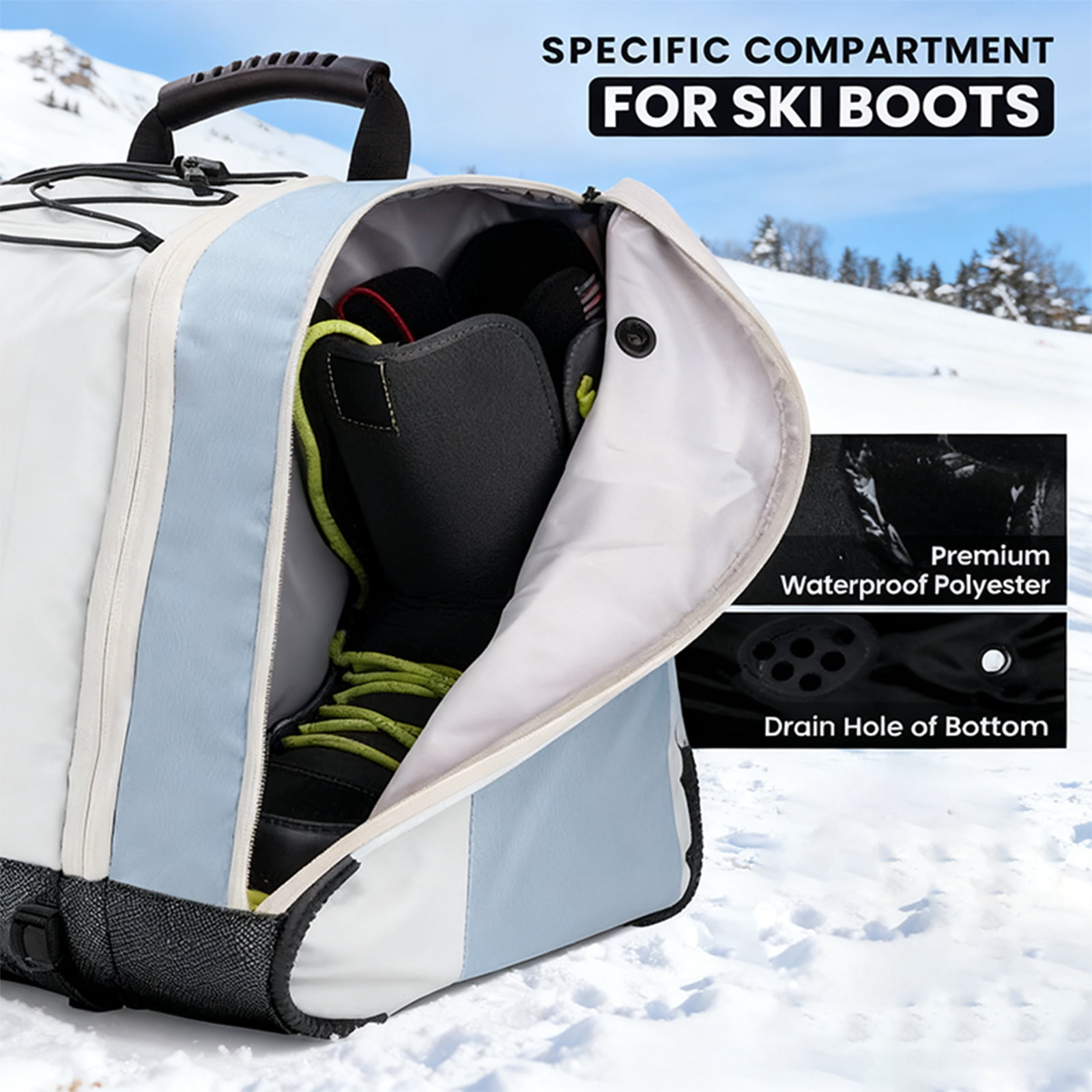 Large Capacity Water Resistant Ski Skate Shoe Bag For Outdoor Sports Enthusiasts Multiple Compartments Organiser