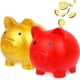 thumbnail image 1 of 2 Pcs Cute Piggy Bank Plastic Pig Money Bank Adults Piggy Bank Pig Money Box Coin Bank Plastic Saving (M) (Gold, Red), 1 of 4