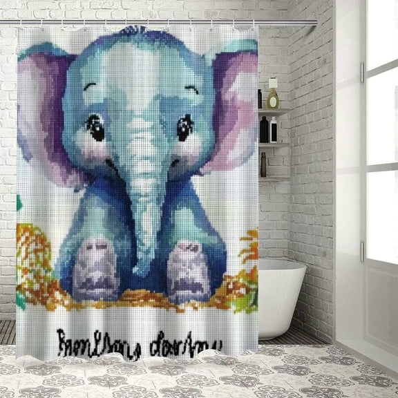 Autua Elephant Shower Curtain Set Home Bathroom Decoration with Hook, High Quality Waterproof Fabric, Bright HD Print, Easy to Install and Maintain