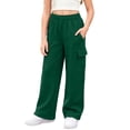 thumbnail image 3 of Busydd Girls Cargo Sweatpants 5-15 Years Solid Color Multi Pocket Casual Pants Comfy Solid Color Elastic Waist Teen Girls Athletic Pants 9-10 Years, 3 of 10