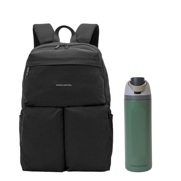 Mochila SEOUL Laptop 15” Cool Capital + Termo 710 ml Combo color Negro