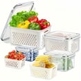 thumbnail image 4 of 2-Piece Produce Saver Containers for Fridge with Lids, Removable Colanders for Fruits, Vegetables, Berries, and Meat to Stay Fresh Longer, 4 of 10