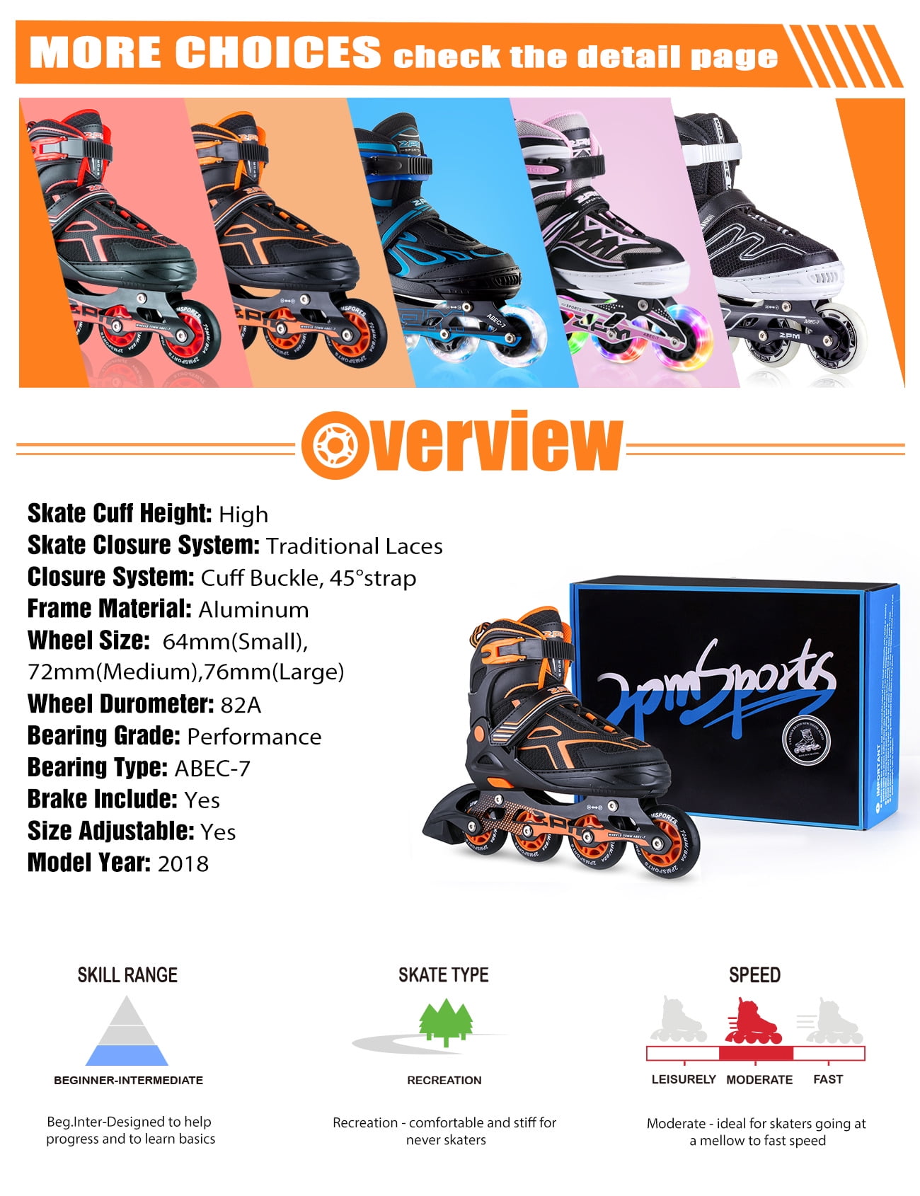 2PM SPORTS Torinx Orange Black kids Boys Beginner Adjustable Inline Skates,Fun Roller Skates for Girls,Roller Blades for Men and Ladies - Orange Small(11C-1Y US)