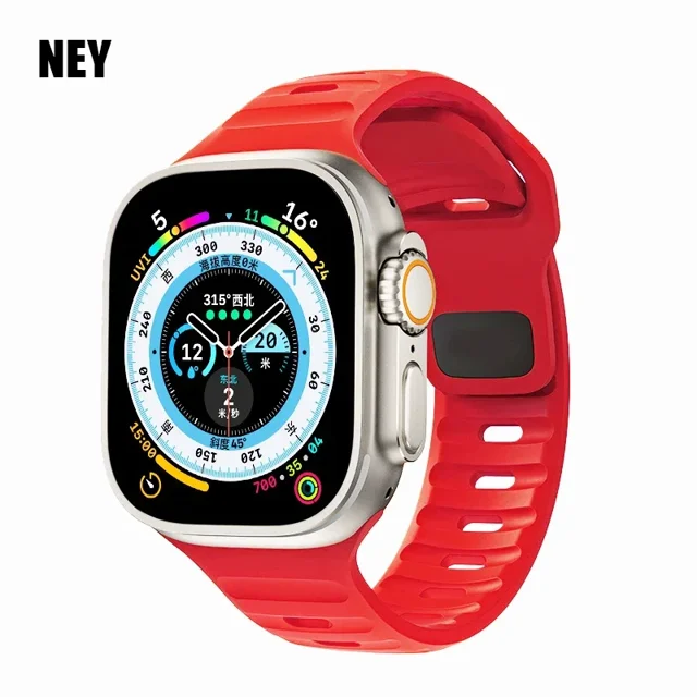 Correa deportiva para Apple Watch Ultra 2, 49mm, 45mm, 40mm, 44mm, 42mm, 41mm, 44 y 40mm, pulsera de silicona iWatch Series 9 8 7 6 SE 5 4 3