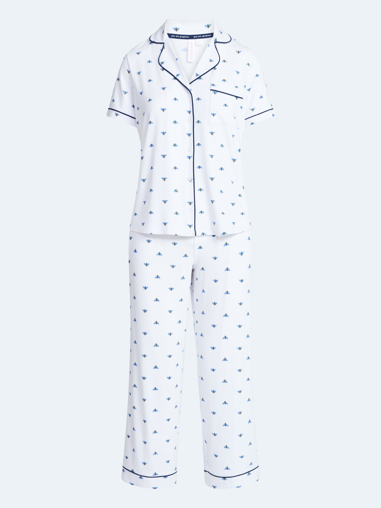 Joyspun Women's Dreamy Soft Collection Notch Collar Top and Capri Pants Pajama Set, 2-Piece, Sizes XS-3X