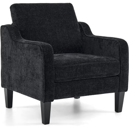 Matladin Chenille Fabric Accent Chair with Scooped Arms, Mid Century Modern Upholstered Armchair, Single Sofa for Living Room, Apartment, Office