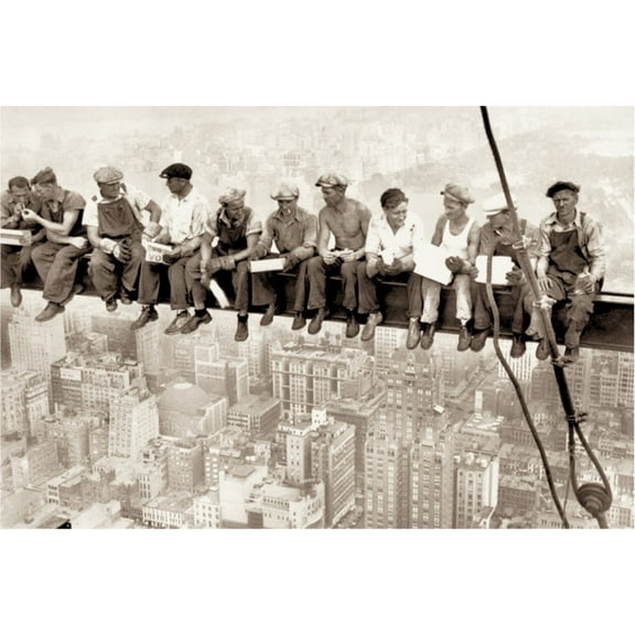 Lunch On a Skyscraper New York City Poster 36.5x24.5 - Laminated
