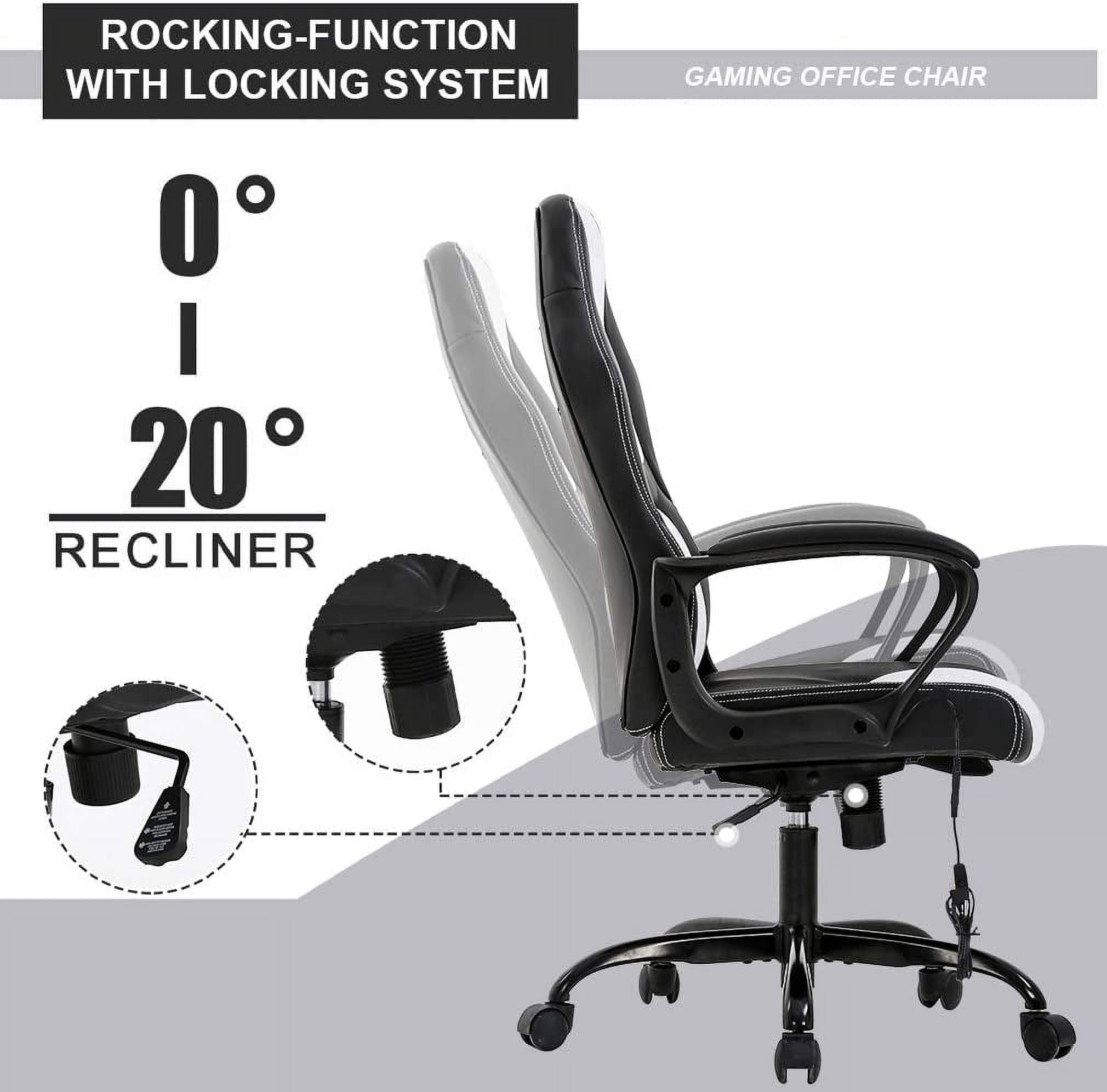 BestOffice Ergonomic Gaming Chair, Lumbar Support, Rolling Swivel for Men, Women(White)