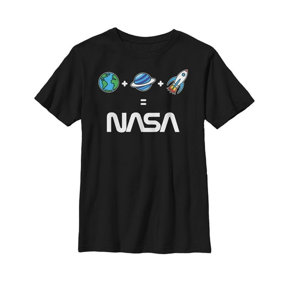 Boy's NASA Emoticon Space Logo Equation Graphic Tee Black Medium