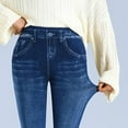 thumbnail image 5 of Gibobby Leggings Translúcido Mujer Leggings elásticos cintura alta para mujer, mallas finas imitación vaquera, pequeños, versátiles, adelgazantes, 80% algodón, primavera y otoño（Azul，Talla única), 5 of 5
