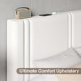 thumbnail image 3 of Honfach Full Bed Frame, Velvet Upholstered Platform Bed Frame, Solid Wood Slats & Heavy Duty Feet Support, No Box Spring Needed, Noise-Free, Easy Assembly, White, 3 of 8