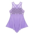thumbnail image 3 of Venjoe Kids Girls Sequined Ballet Lyrical Dance Dress Leotard  Asymmetrical Dancewear Costume Lavender 16, 3 of 7