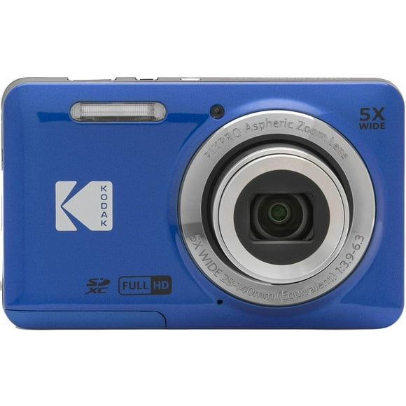 KODAK PIXPRO FZ55-BL 16MP Digital Camera 5X Optical Zoom 28mm Wide Angle 1080P Full HD Video 2.7" LCD Vlogging Camera (Blue)