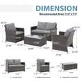 thumbnail image 5 of JOIVI 4 Pieces Outdoor Sectional PE Rattan Conversation Sofa Set with Gray Wicker, Light Gray Cushion, 5 of 7